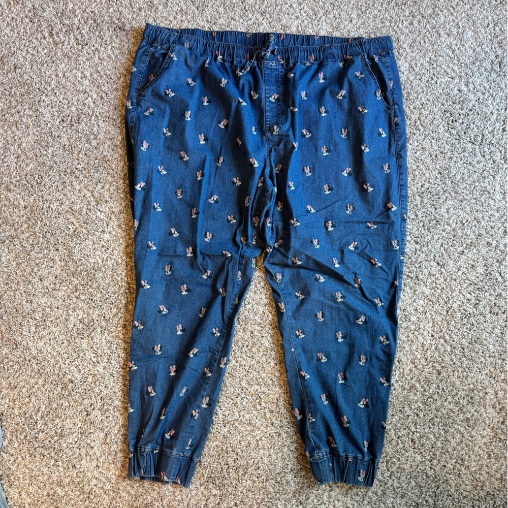 Disney Parks Minnie Mouse Elastic Waist Denim Joggers Women’s